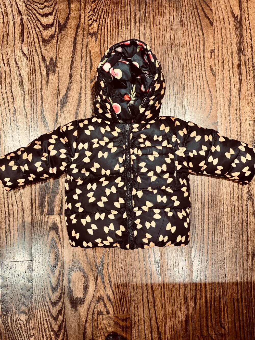 Rachel Antonoff x Little Spoon Reversible Toddler Pasta Puffer Coat Size 6-12mo